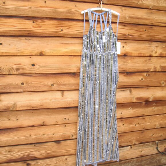 Mac Duggal 93981 Womens HALTER NECK Mirror EMBELLISHED DETAILED BACK GOWN Dress - Picture 5 of 11